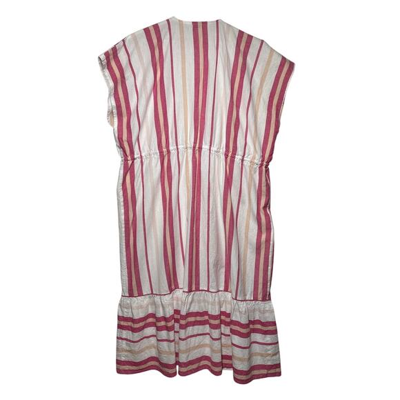 Faherty Striped Longline Duster Cotton Linen One Size Boho Beach Lightweight - Picture 10 of 14